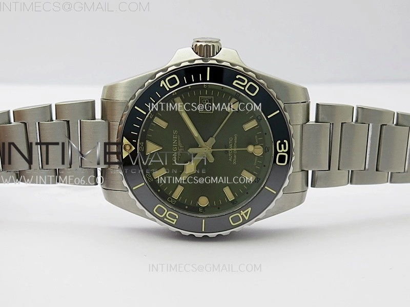 Hydroconquest L3.790.4 43mm SS Green Ceramic Bezel ETC 1:1 Best Edition Green Dial on SS Bracelet A2836